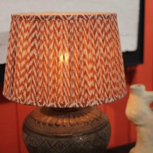 Gathered lamp shade - Red Ikat - 35cm