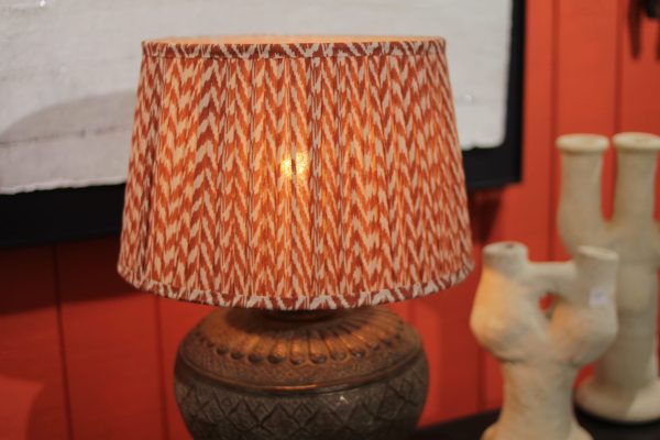 Gathered lamp shade - Red Ikat - 35cm