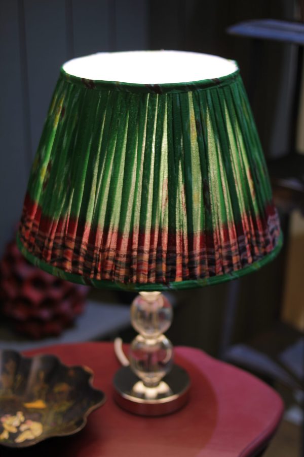 Indian Silk Lampshade - Green Sari - 35cm