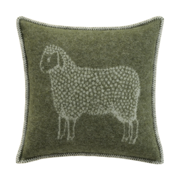 Mossy Green Sheep Pure Wool Cushion