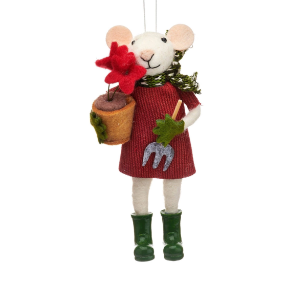 Gardening Mouse with Fork Felt Hanging Decoration