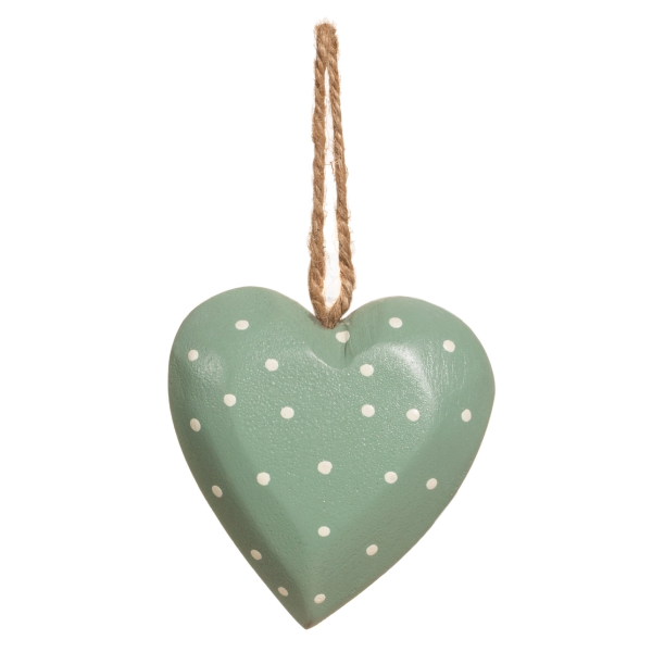 Sage Green Polka Dot Wooden Heart