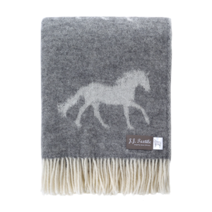 Horse Soft Grey Pure Wool Throw