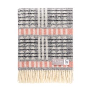 Mika Soft Black and Pink Stripe Pure Wool Throw