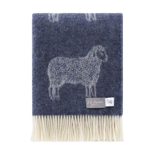 Sheep Denim Blue Pure Wool Throw