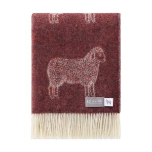 Sheep Burgundy Red Pure Wool Throw