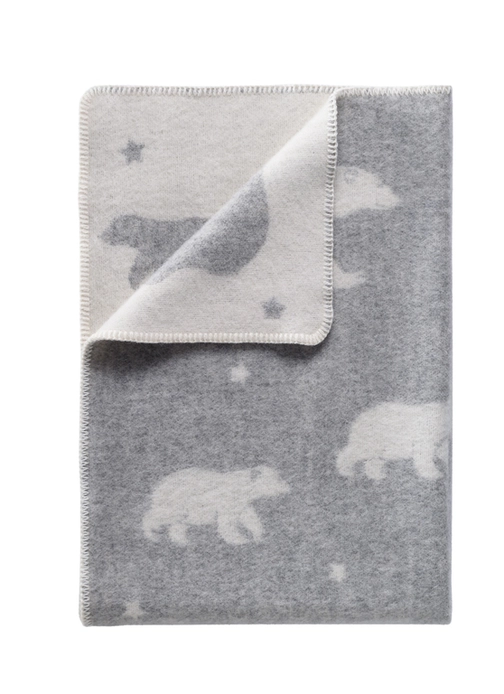 Polar Bear Soft Grey Small Wool Blanket