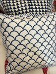 Block print cushion - Blue Waves