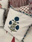 Block print cushion - Floral Blue 1