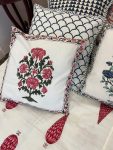 Block print cushion - Floral Red 1