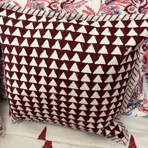 Block print cushion - Purple Triangles