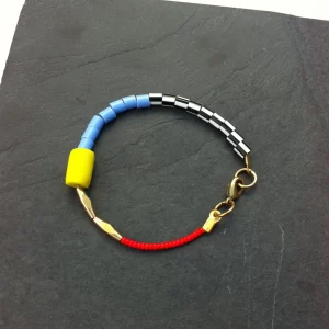 Dot Dash Bracelet - Yellow Bead & Red