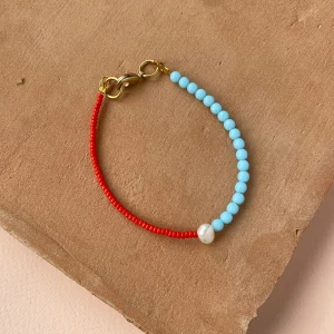 Two Tone Bracelet - Red and Turquoise