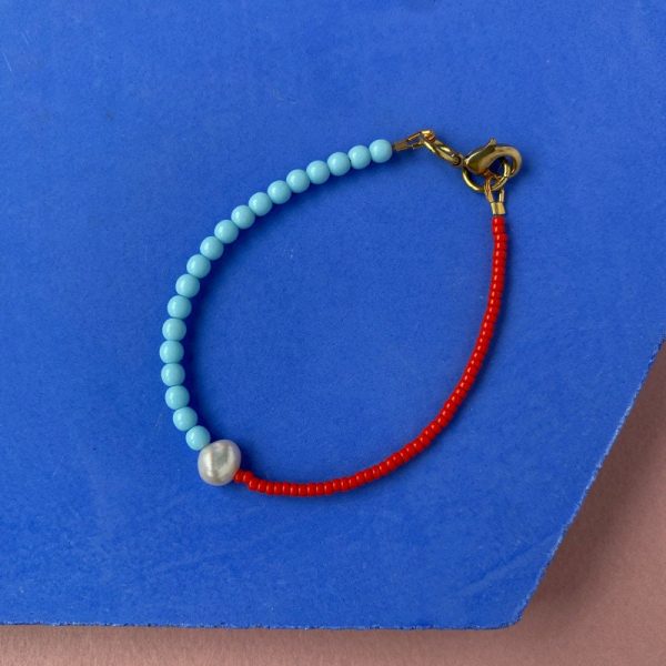 Two Tone Bracelet - Red and Turquoise