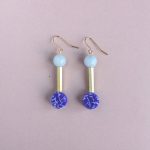 Drop Earrings - Jade and Purple - Hypoallergenic Steel
