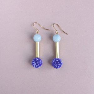 Drop Earrings - Jade and Purple - Hypoallergenic Steel