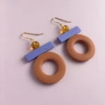 Sol Earrings - Rust & Periwinkle - Gold Plated Hooks