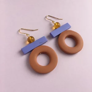 Sol Earrings - Rust & Periwinkle - Gold Plated Hooks