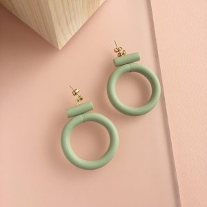 Circle Earrings - Pistachio