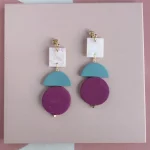 Object Earrings - Burgundy and Blue