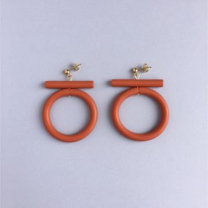 Circle Earrings - Terracotta Red