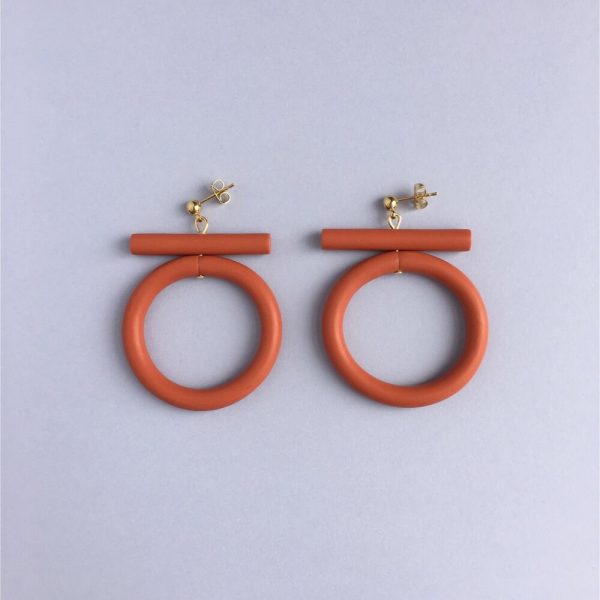 Circle Earrings - Terracotta Red