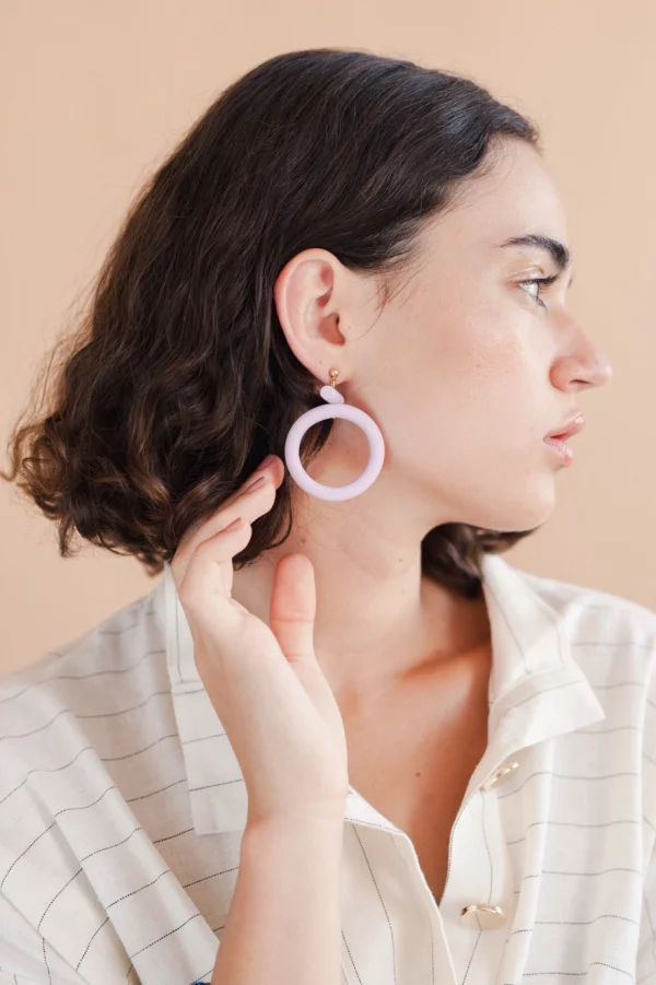 Circle Earrings - Terracotta Red