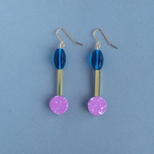 Drop Earrings - India Pink and Teal - Gold Plated