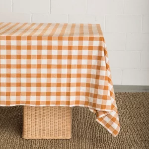 Check Woven Cotton Tablecloth Ginger