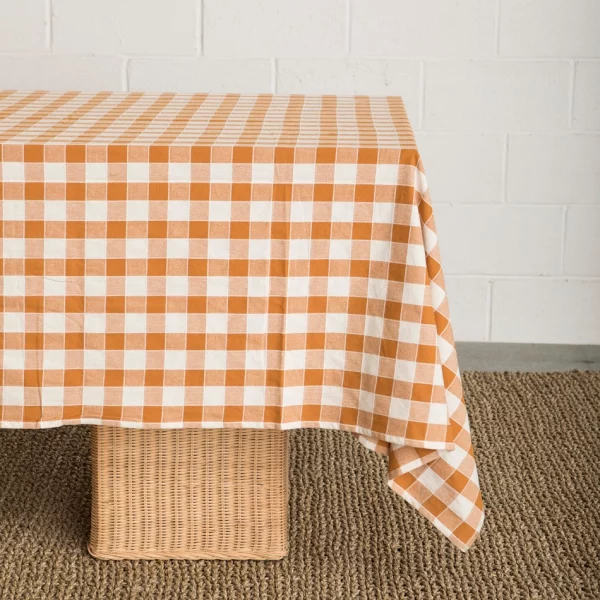 Check Woven Cotton Tablecloth Ginger