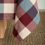 Check Woven Cotton Tablecloth Multicolor Blue Aubergine