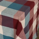Check Woven Cotton Tablecloth Multicolor Blue Aubergine
