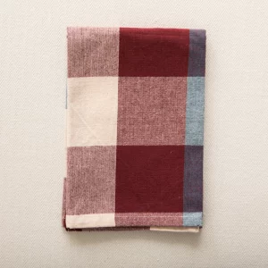 Check Woven Cotton Napkin Multicolor Blue Aubergine 45X45