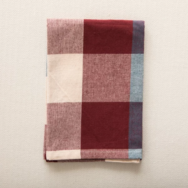 Check Woven Cotton Napkin Multicolor Blue Aubergine 45X45