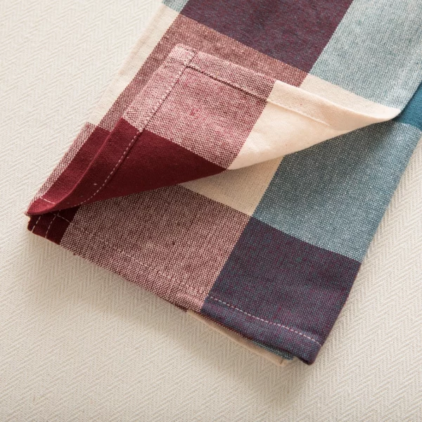 Check Woven Cotton Napkin Multicolor Blue Aubergine 45X45