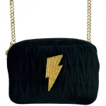 Velvet Rivington bag in black with lightning bolt brooch