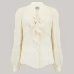 Eva Pussy Bow Blouse in Cream