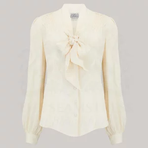 Eva Pussy Bow Blouse in Cream