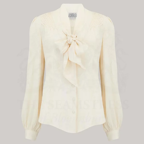 Eva Pussy Bow Blouse in Cream
