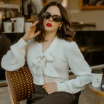 Eva Pussy Bow Blouse in Cream