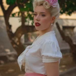Eva Pussy Bow Blouse Short Sleeve in Cream