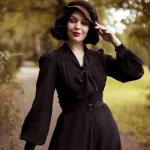 Eva Pussy Bow Dress in Liquorice Black