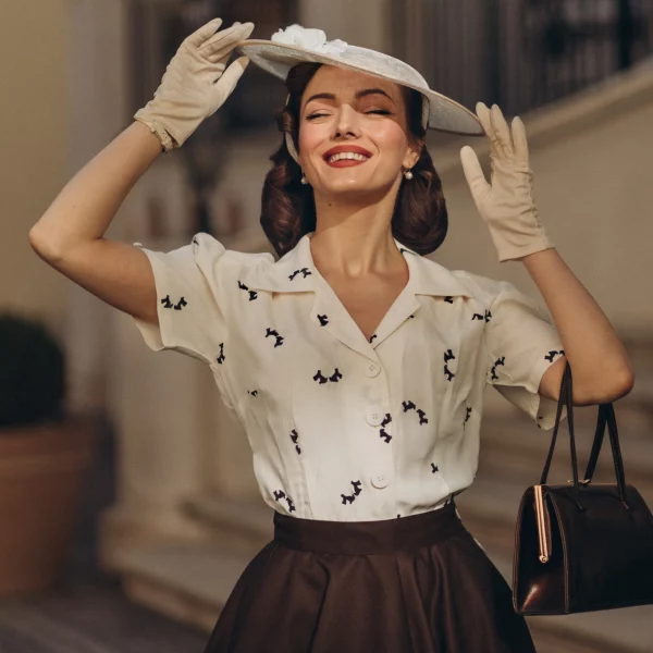 Grace Blouse in Cream Doggy