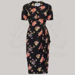 Mabel Waterfall Dress in Black Mayflower