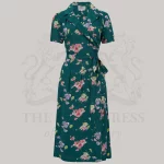 Peggy Wrap Dress in Green Mayflower