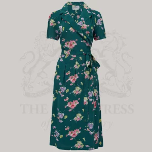 Peggy Wrap Dress in Green Mayflower
