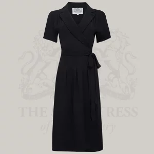 Peggy Wrap Dress in Liquorice Black
