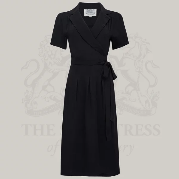 Peggy Wrap Dress in Liquorice Black