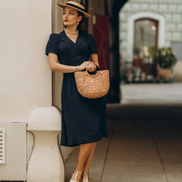 Peggy Wrap Dress in Liquorice Black