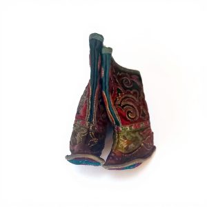 Paire de bottes enfant en soie et coton polychrome fils d'or
